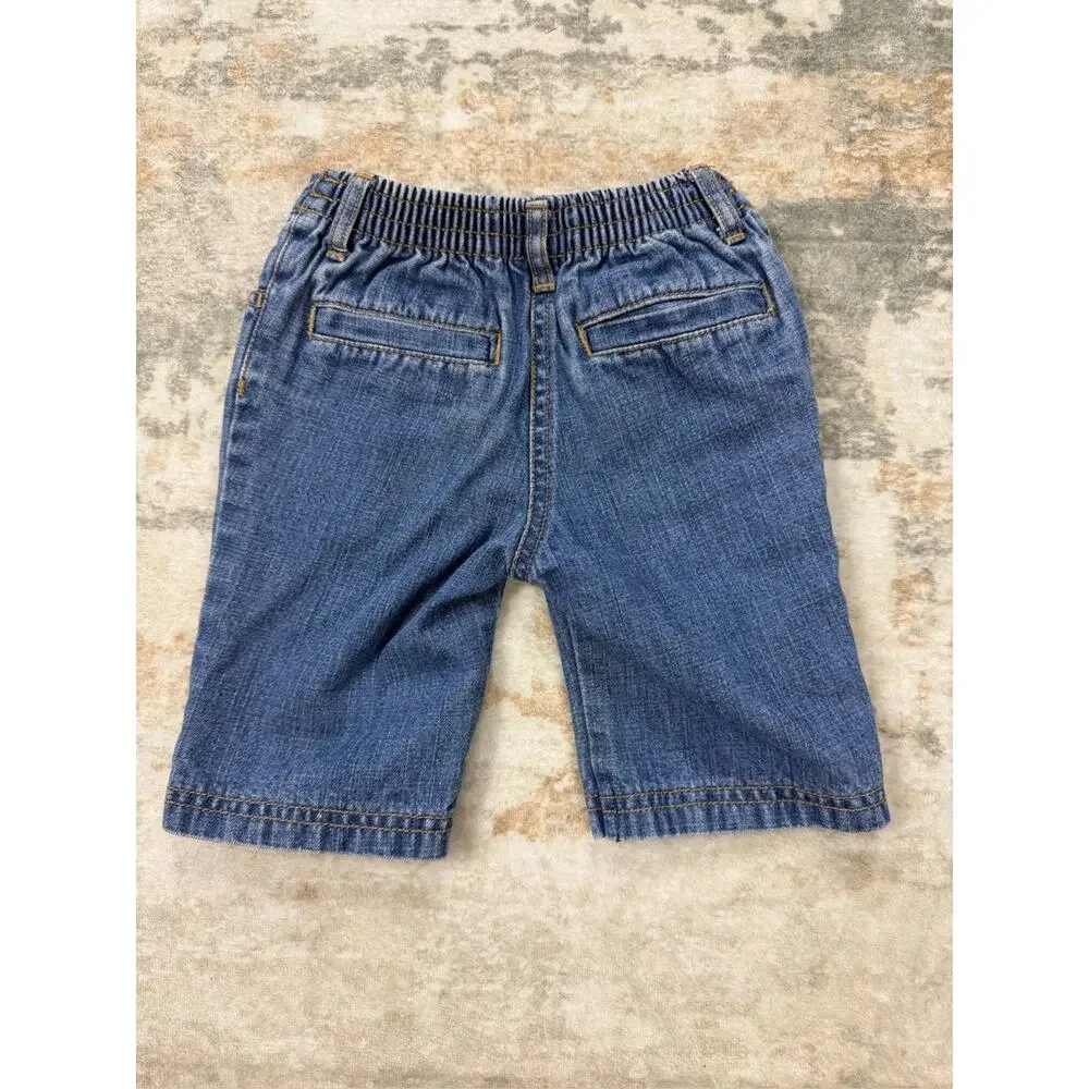2008 Gymboree Girls Embroidered Denim Pants/Capri Turtle Flowers 12-18M